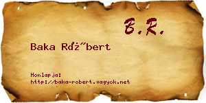 Baka Róbert névjegykártya